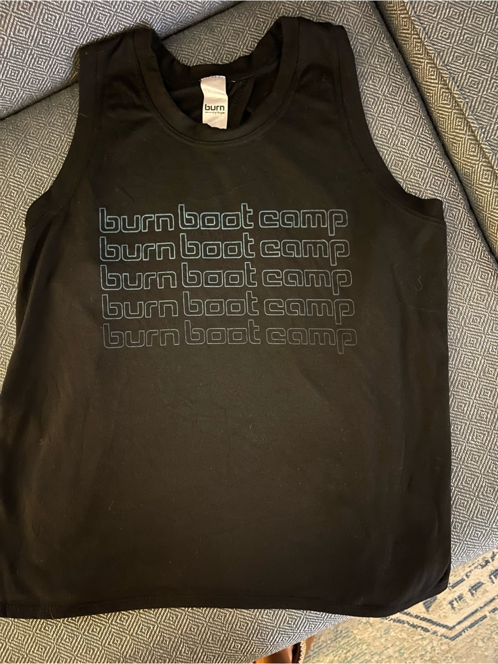 burn boot camp Black Logo Tank Tie Back